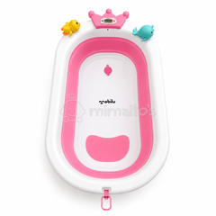 Bañera ALTA plegable con organizador, termómetro, juguetes Coronita