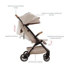 Coche Nuna TRVL Caviar + Pipa Ultracompacto
