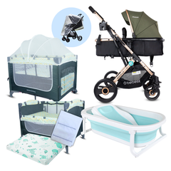 Combo GOLD coche Moisés 2 en 1 Cuna Corral Colecho Colchón Sabana y Bañera