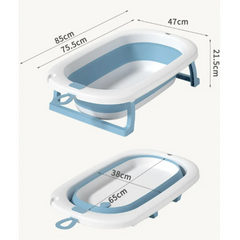 Bañera alta plegable para bebé con cojín, soporte metálico, termómetro y juguetes