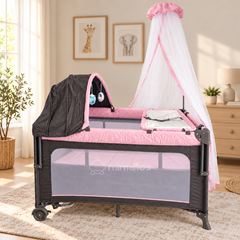 Cuna Corral y Colecho 3 en 1 eBaby Toldillo alto y mecedora