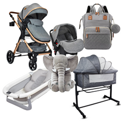 Combo Coche Kansas Portabebe Colecho Bañera Elefante Pañalera