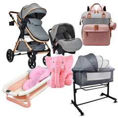 Combo Coche Kansas Portabebe Colecho Bañera Elefante Pañalera