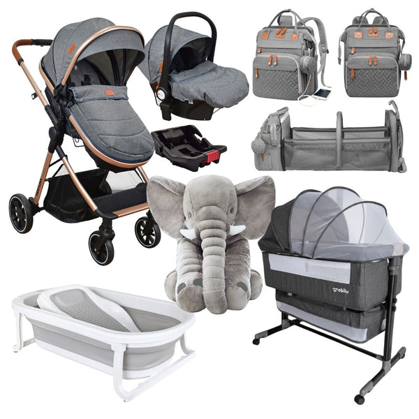 Combo Coche VENTURA (Onix) Portabebe Colecho Bañera Elefante Pañalera