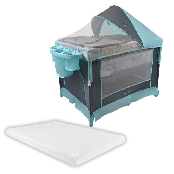 Cuna Corral Colecho 3 en 1 Happy Baby Silver + Colchón