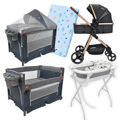 Combo coche Moisés Mike Corral 3 en 1 Silver Bañera Stand