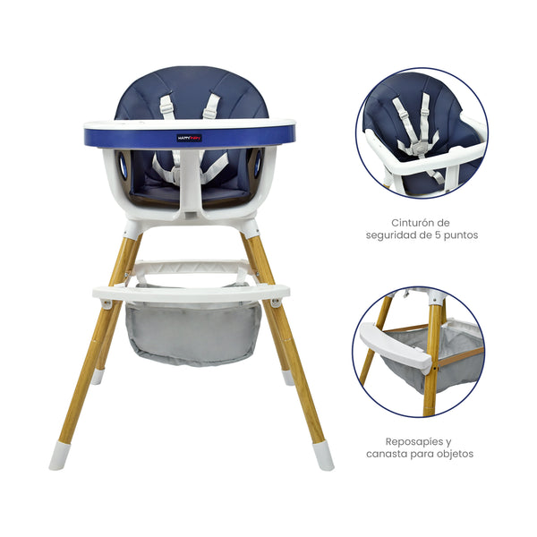 Silla Comedor Bebé 2en1 Happy Baby Rock Azul