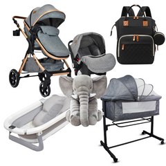 Combo Coche Kansas Portabebe Colecho Bañera Elefante Pañalera