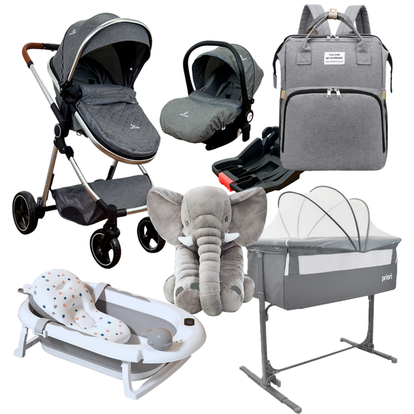 Combo Coche Onix Portabebe Colecho Golf Bañera Elefante Pañalera