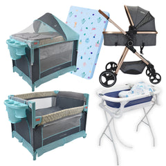 Combo coche Moisés Mike Corral 3 en 1 Silver Bañera Stand