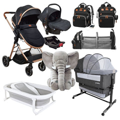 Combo Coche VENTURA (Onix) Portabebe Colecho Bañera Elefante Pañalera