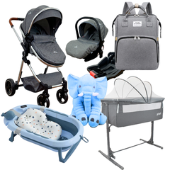 Combo Coche Onix Portabebe Colecho Golf Bañera Elefante Pañalera