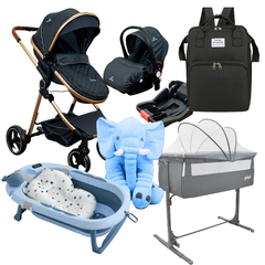 Combo Coche Onix Portabebe Colecho Golf Bañera Elefante Pañalera