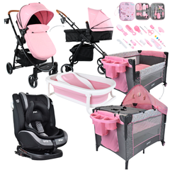 Combo coche 2 en 1 Alfa+Silla de Carro First+Corral 3 en 1 Priori+Bañera+Kit Aseo+Protector de lluvia