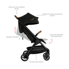Coche Nuna TRVL Caviar + Pipa Ultracompacto