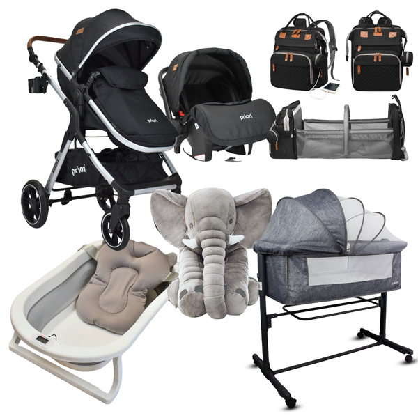 Combo Coche Kansas Portabebe Colecho Bañera Elefante Pañalera