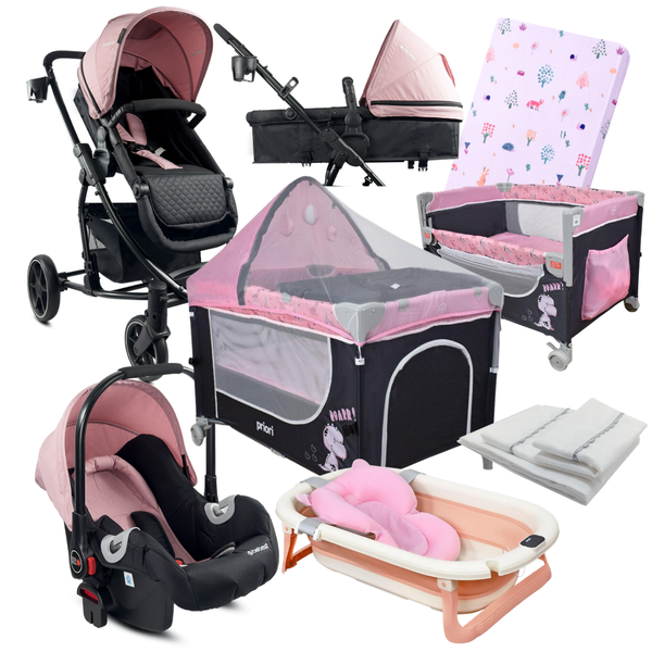 ¡COMBO! Coche Prima 4 en 1 Corral Colecho Bañera Colchoneta Sábana Plástico