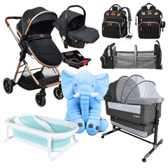 Combo Coche VENTURA (Onix) Portabebe Colecho Bañera Elefante Pañalera
