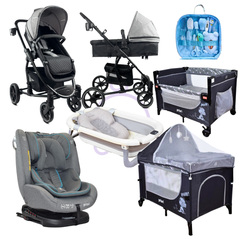 Combo coche 2 en 1 Prima+Silla de Carro First+Corral 3 en 1 Priori+Bañera Lee+Kit Aseo+Protector de lluvia