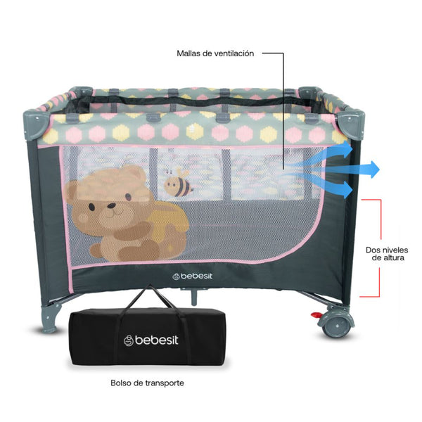 Cuna Corral de viaje doble Nivel Relax Bebesit