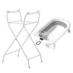 Bañera alta plegable para bebé con cojín, soporte metálico, termómetro y juguetes