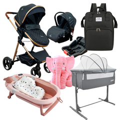 Combo Coche Onix Portabebe Colecho Golf Bañera Elefante Pañalera