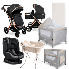 Combo coche 2 en 1 Gold LX+Silla de Carro First+Corral 3 en 1 Priori+Bañera Plegable Alta+Colchón