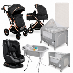Combo coche 2 en 1 Gold LX+Silla de Carro First+Corral 3 en 1 Priori+Bañera Plegable Alta+Colchón