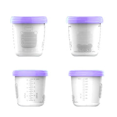 Set 6 Vasos Recolección Leche Materna Reutilizables 6 Oz + Adaptador