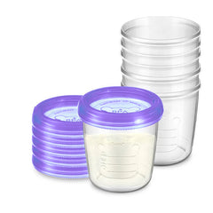 Set 6 Vasos Recolección Leche Materna Reutilizables 6 Oz + Adaptador