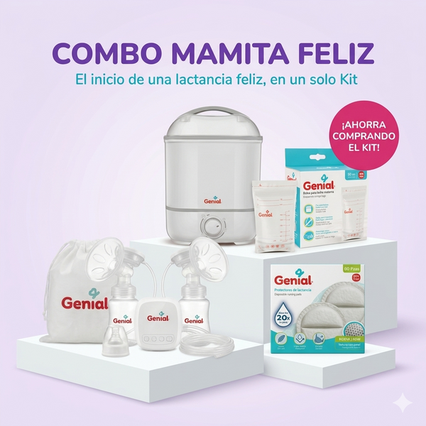 Combo de Lactancia mamita feliz | Extractor Eléctrico Doble | Esterilizador y Secador | 50 bolsas | 60 discos