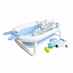 Combo Bañera Plegable Con Ducha Cojín Visera Termómetro y Juguetes