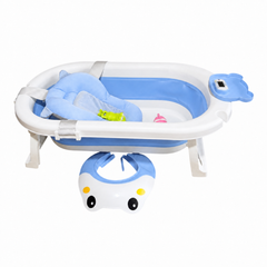 Combo Bañera Plegable Con Ducha Cojín Visera Termómetro y Juguetes