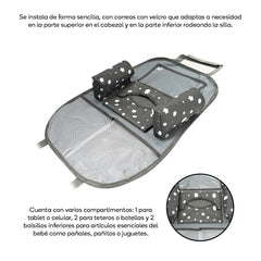 Organizador para el asiento trasero del carro con porta tablet y/o celular