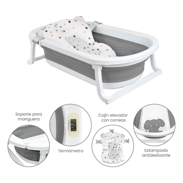 Bañera Plegable Bebé Termometro Cojin De Baño POL Premium Baby