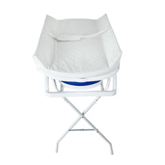 Bañera alta plegable para bebé con cojín, soporte metálico, cambiador y termómetro