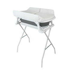 Bañera alta plegable para bebé con cojín, soporte metálico, cambiador y termómetro