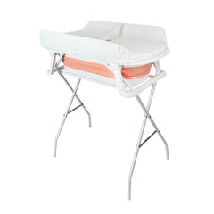 Bañera alta plegable para bebé con cojín, soporte metálico, cambiador y termómetro