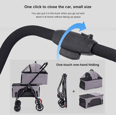 Coche Doble de Lujo para Mascotas - Plegable, Todo Terreno y con Cabinas Independientes