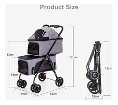 Coche Doble de Lujo para Mascotas - Plegable, Todo Terreno y con Cabinas Independientes