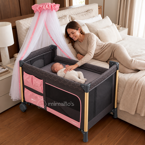 Cuna Corral y Colecho 3 en 1 eBaby Napy Toldillo alto y mecedora