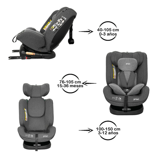 Silla para Carro Priori First 360° i-Size R129/04 con ISOFIX | 40–150 cm