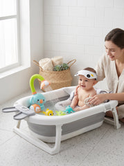 Combo Bañera Plegable Con Ducha Cojín Vicera Termómetro y Juguetes