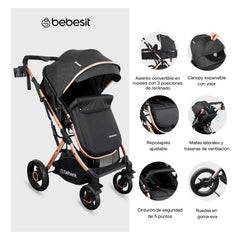 Coche Bebé Moises Y Paseador 2 En 1 Gold Lx Bebesit